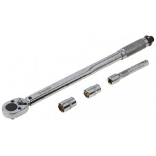 ЗУБР 64094-H4 ключ динамометрический, 1/2", 42 - 210 Нм, с торцовыми головками 17, 19 мм и удлинителем 125мм