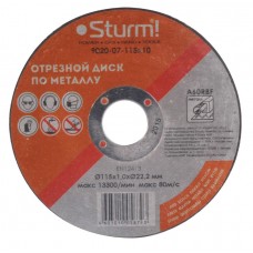 Sturm 9020-07-115x10 Диск отрезной по металлу, АРМИРОВАННЫЙ, размер 115x1.0x22.23
