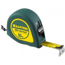 KRAFTOOL 34022-10-25 GRAND 10м / 25мм рулетка с ударостойким корпусом (ABS) и противоскользящим покрытием