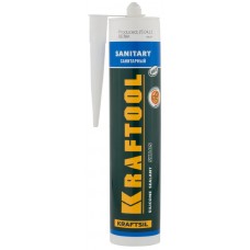 KRAFTOOL 41255-0 Герметик силиконовый белый, санитарный, для помещений с повышенной влажностью, 300мл