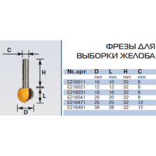 E216041 a20mm фреза выборки желоба