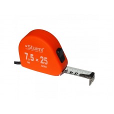 Sturm  3100203 Рулетка Soft Touch 7,5м Х 25мм , УДАРОПРОЧНЫЙ ПЛАСТИК, белая лента АВТОСТОП!